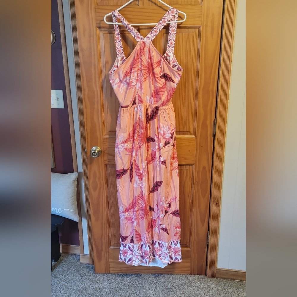 Floral Pink, Peach and Purple Maxi Dress